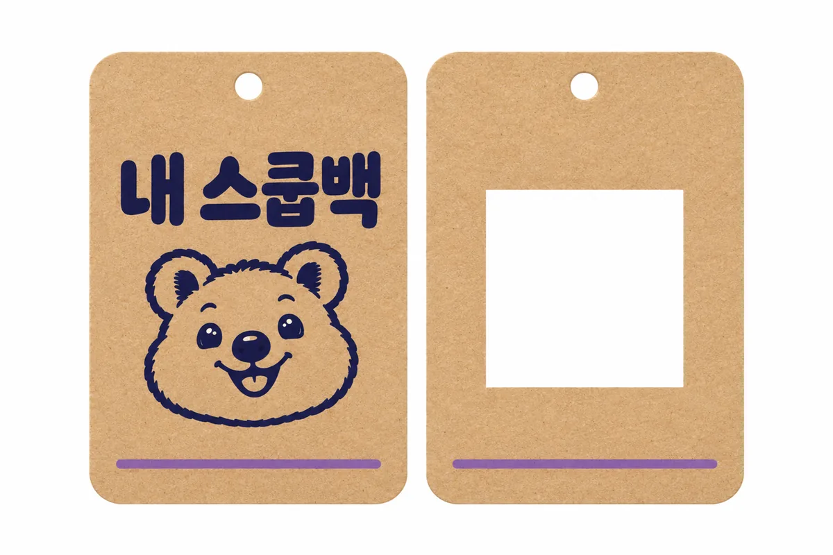 ‘내 스쿱백’ 크라프트 태그 앞면과 뒷면
